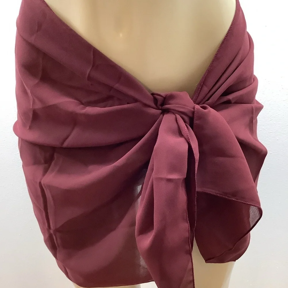 Zuliana Stylish Wrap/Skirt/Scarf in Green, Burgundy and Brown One Size. - Picture 3 of 8